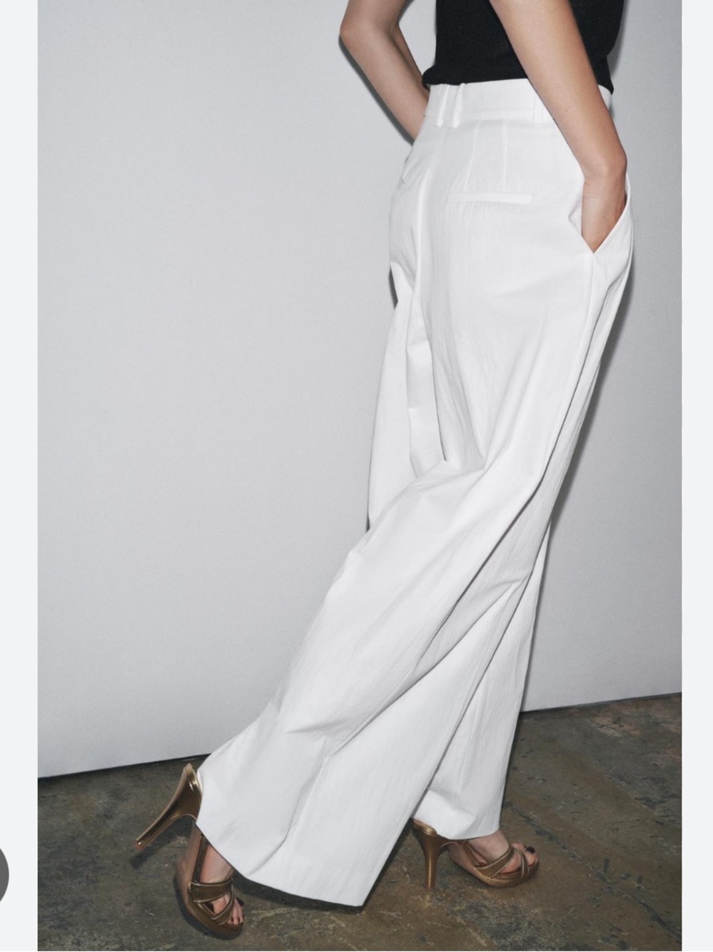 Zara NWT ZW Collection white pleated pants 3665/336 - Picture 5 of 8